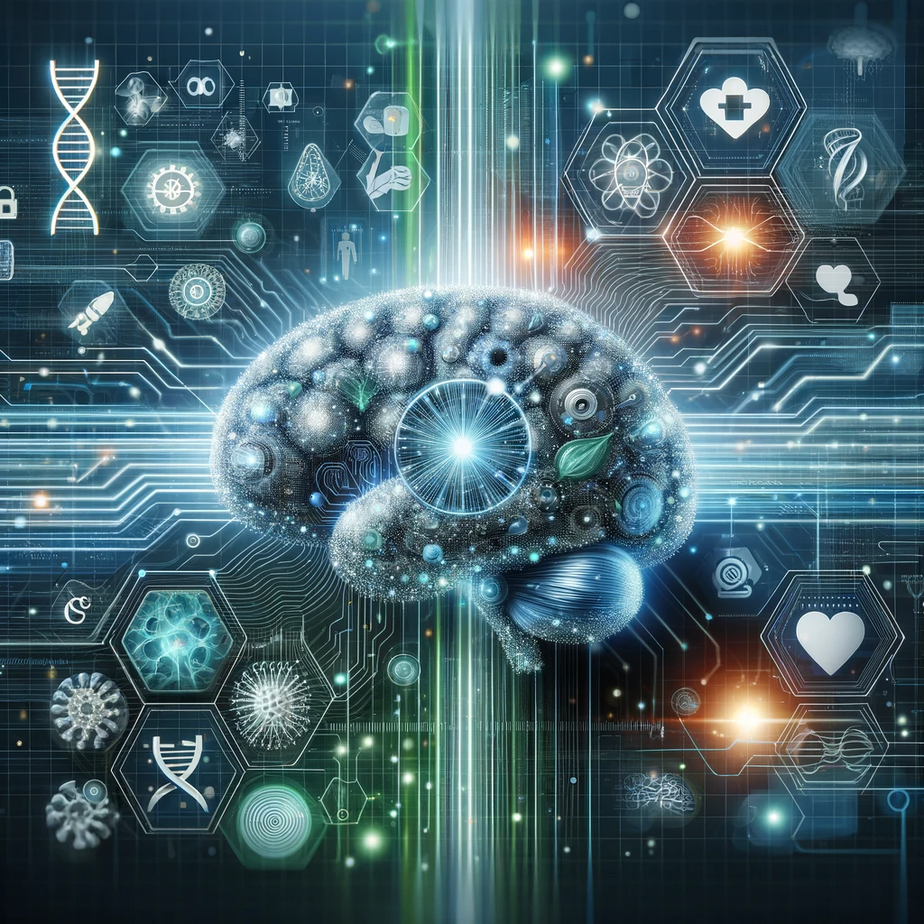 DALL·E 2024 01 24 16 34 08 An innovative and thought provoking image representing the concept of 'Artificial Intelligence in Healthcare' The image should include a futuristic A
